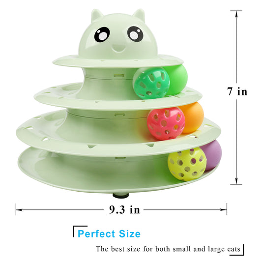 UPSKY Cat Toy Roller 3-Level Turntable Cat Toys Balls with Six Colorful Balls Interactive Kitten Fun Mental Physical Exercise Puzzle Kitten Toys
