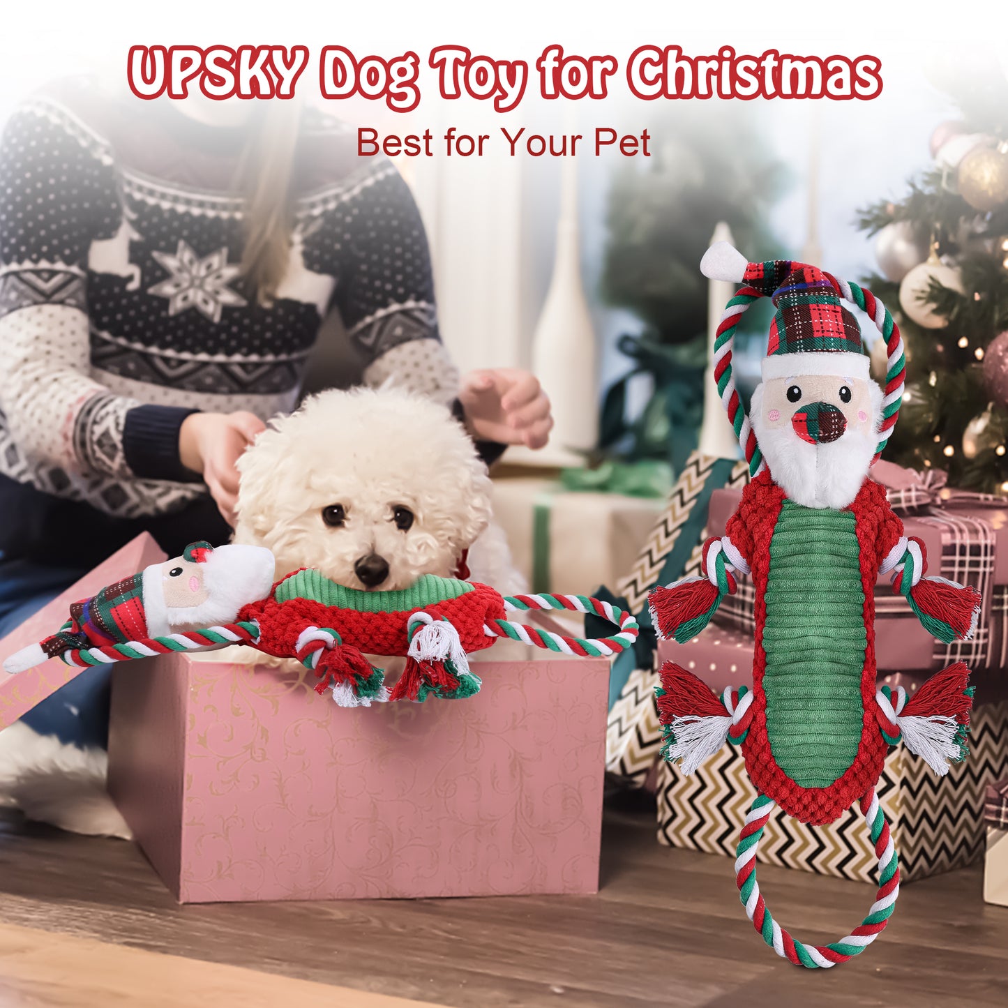Newget Christmas Dog Toys, Plush Squeaky Interactive Toy for Puppy Teething | Interactive Squeaker Toys, Dog Cute Gifts, Dog Toy Set, Reduces Boredom, For Small Medium Dogs, Indoor and Outdoor Play