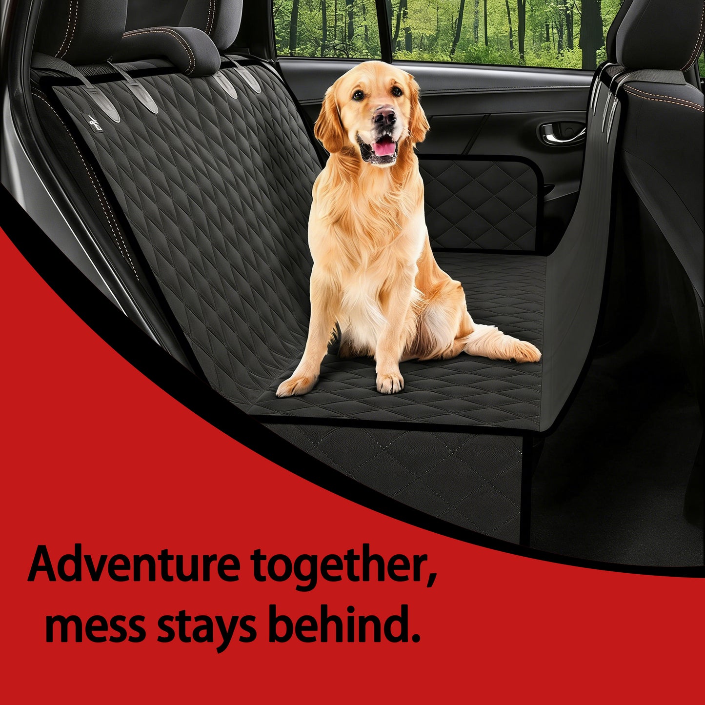 Decflow Waterproof Car Dog Seat Cover for Back Seat, Black, Medium