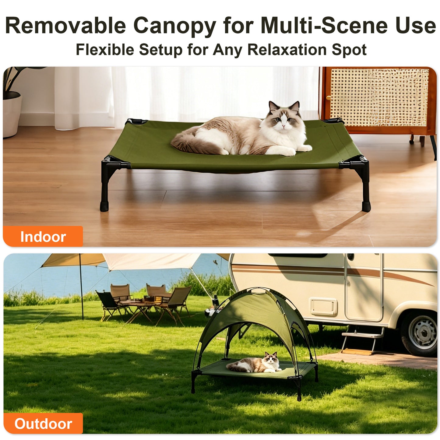 Twinsing Indoor Outdoor Camping Backyard Portable Raised Cot Waterproof Cooling Tent Elevated Dog & Cat Bed, Green