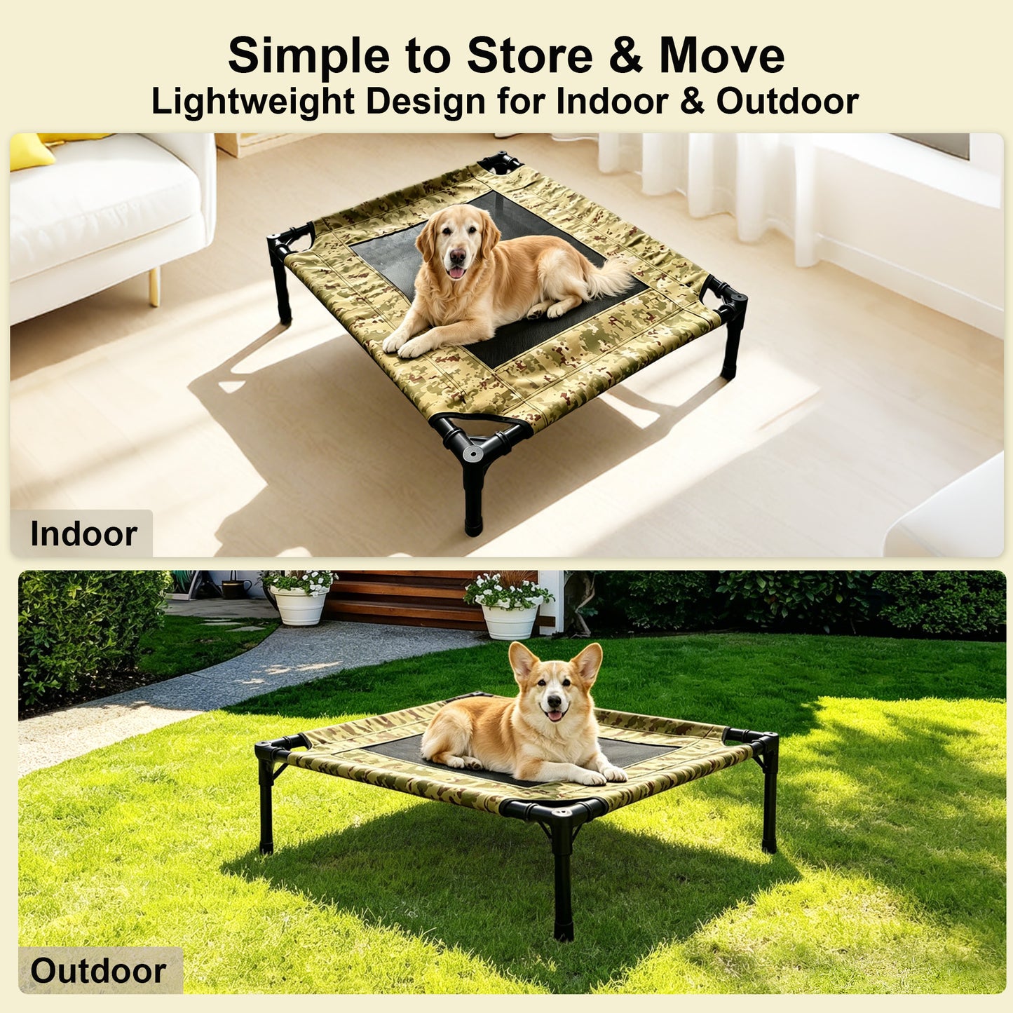 Twinsing Metal Frame Raised Cot Elevated Dog & Cat Bed with Breathable Mesh