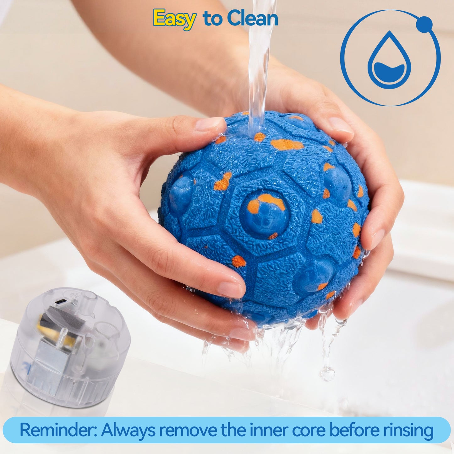 Newget Automatic Chew-Resistant Interactive Ball Dog Toy with Remote, Blue