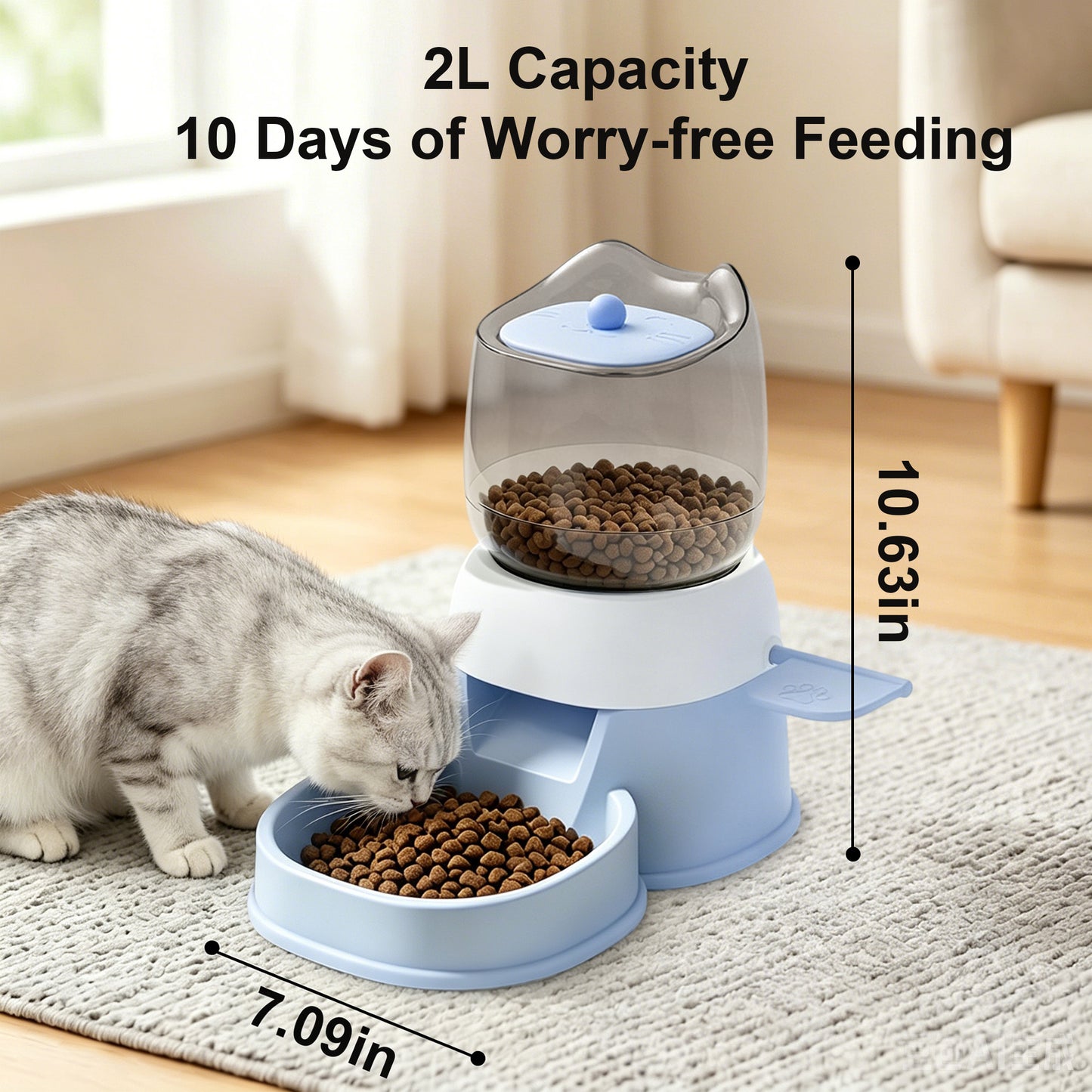 Twinsing Cat Feeder, Blue, 2-l