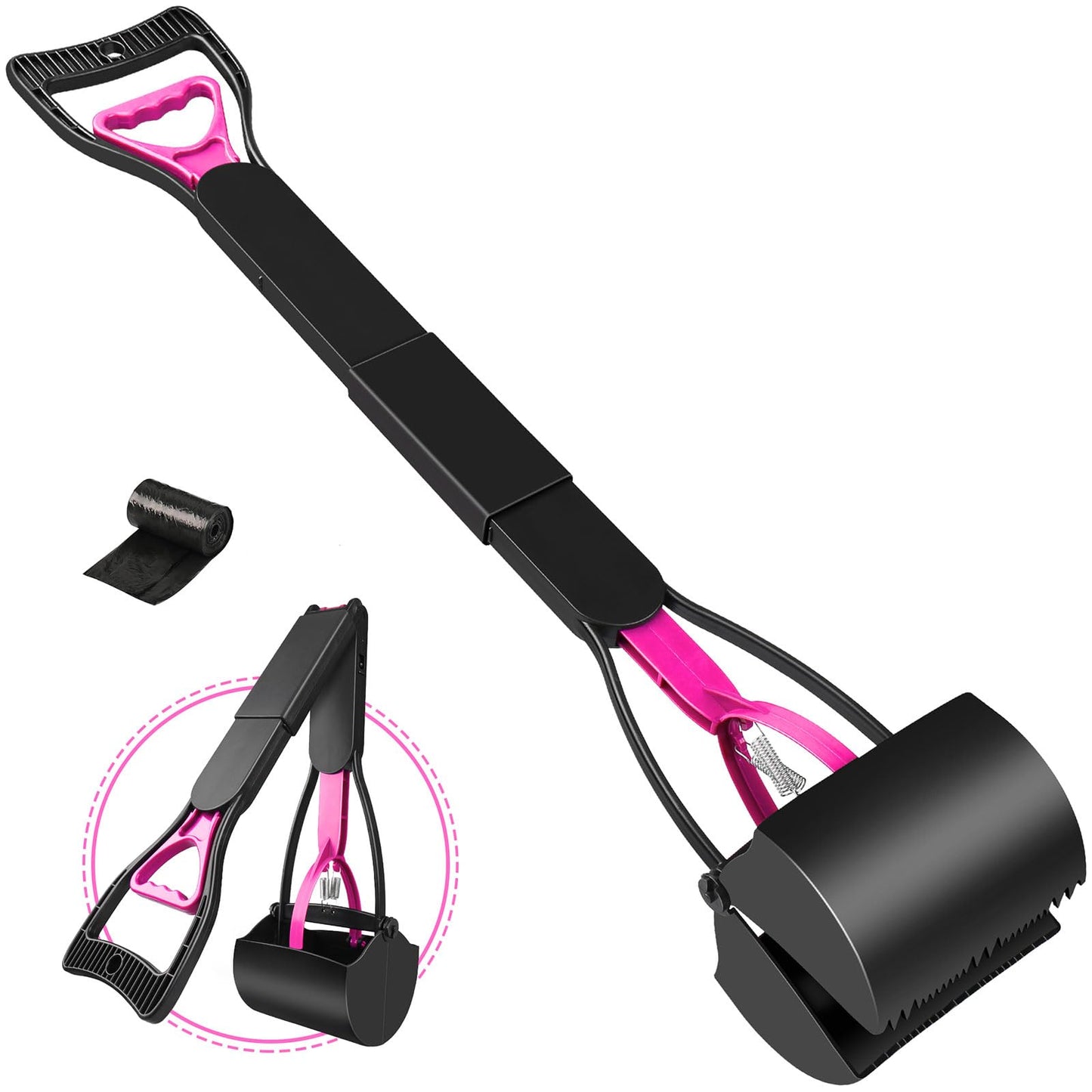 UPSKY 32'' Pooper Scooper for Large Small Dogs, Long Handle Dog Poop Scooper with Waste Bags, Portable Dog Poop Pick Up Tool, Folding Poop Scoop for Yard, Grass, Dirt, Gravel