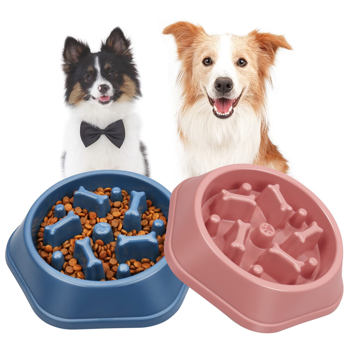 UPSKY Slow Feeder Dog Bowl Anti-Chocking Slower Feeding Pet Puzzle Bowls, Interactive Bloat Stop Dog Food Dishes Non-Slide Dogs Lick Treat for Small Medium