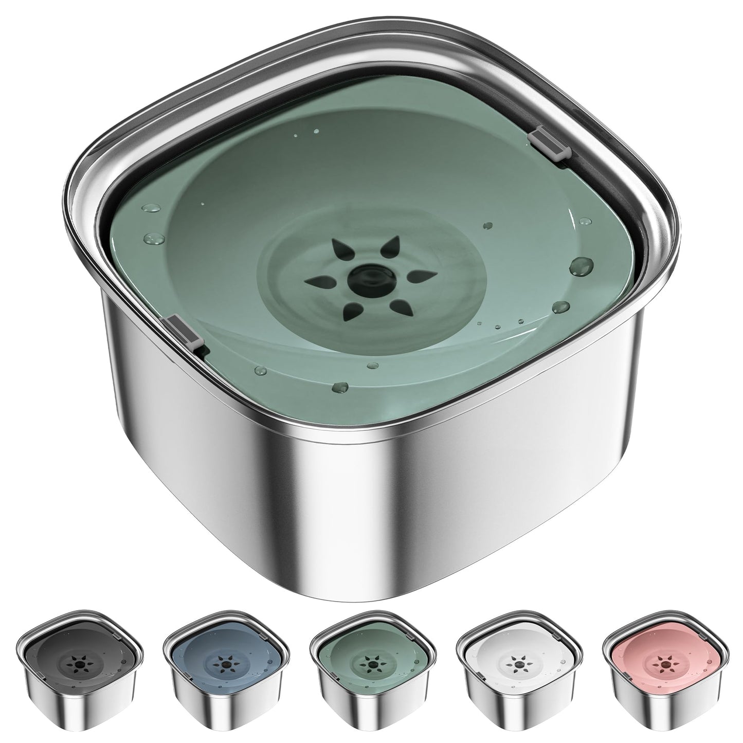 UPSKY 3L Dog Water Bowl 101oz Stainless Steel Dog Bowl No Spill Large Capacity Dog Food Water Bowl Slow Water Feeder, Spill Proof Pet Water Dispenser Vehicle Carried Travel Water Bowl