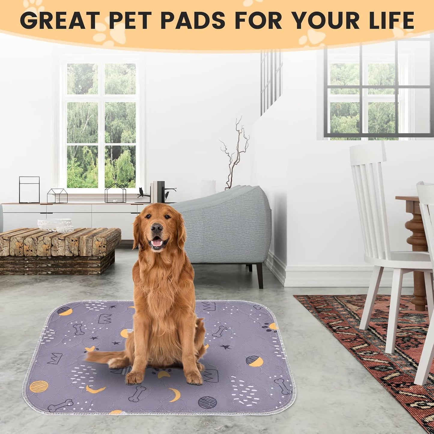 UPSKY Washable Pee Pads for Dogs 2 Pack 48” x 60” Reusable Puppy Pads Waterproof Pet Training Pads, Non-Slip Dog Mats Fast Absorbent Whelping Pads for Playpen, Potty, Crate, Bed