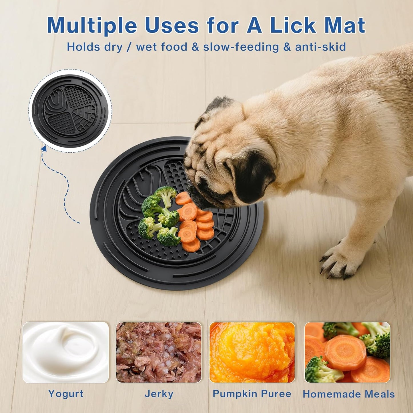 304 Stainless Steel Dog Bowls, Heavy Duty Dog and Cat Food Bowls with Extra Strong Non-Slip Mat, Thick Metal Base Water Bowl with Lick Mat for Cats and Small Dogs, Indoor/Outdoor (8.5 oz)