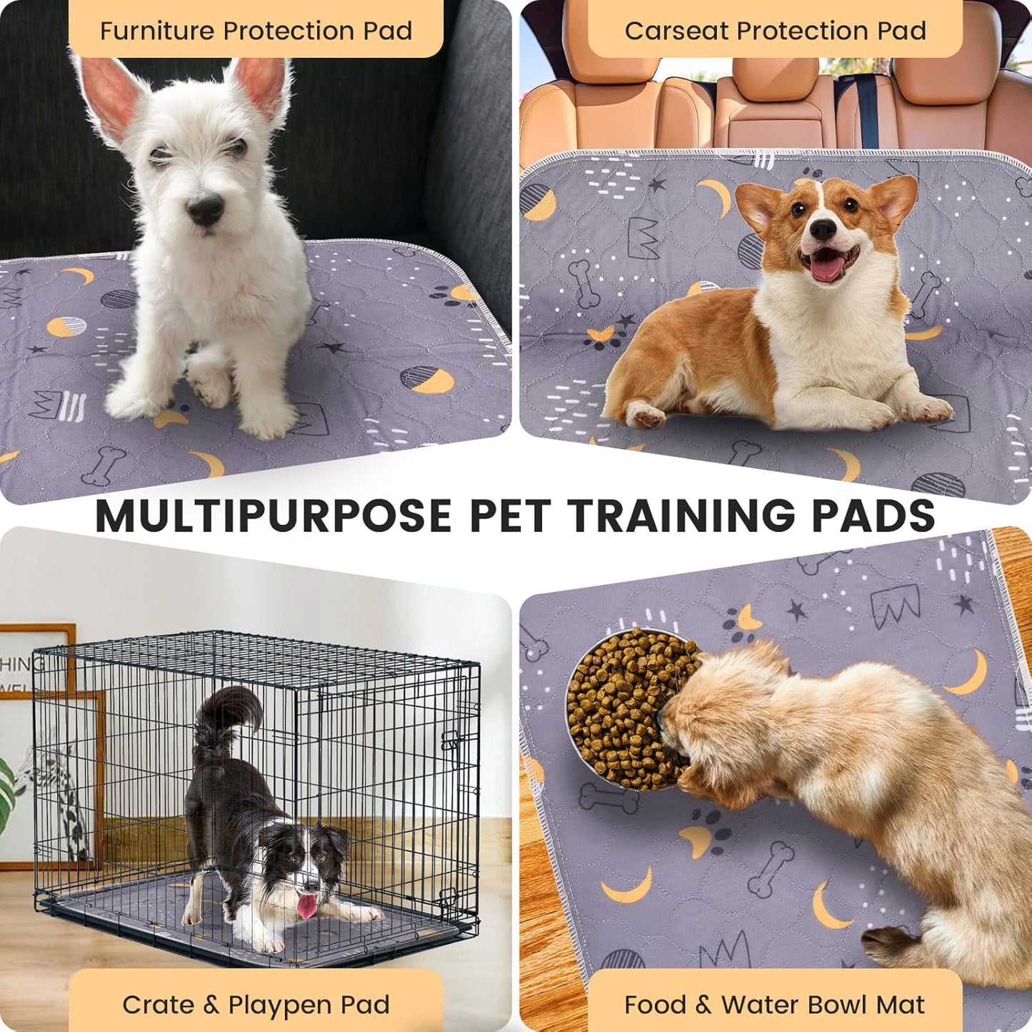 UPSKY Washable Pee Pads for Dogs 2 Pack 48” x 60” Reusable Puppy Pads Waterproof Pet Training Pads, Non-Slip Dog Mats Fast Absorbent Whelping Pads for Playpen, Potty, Crate, Bed