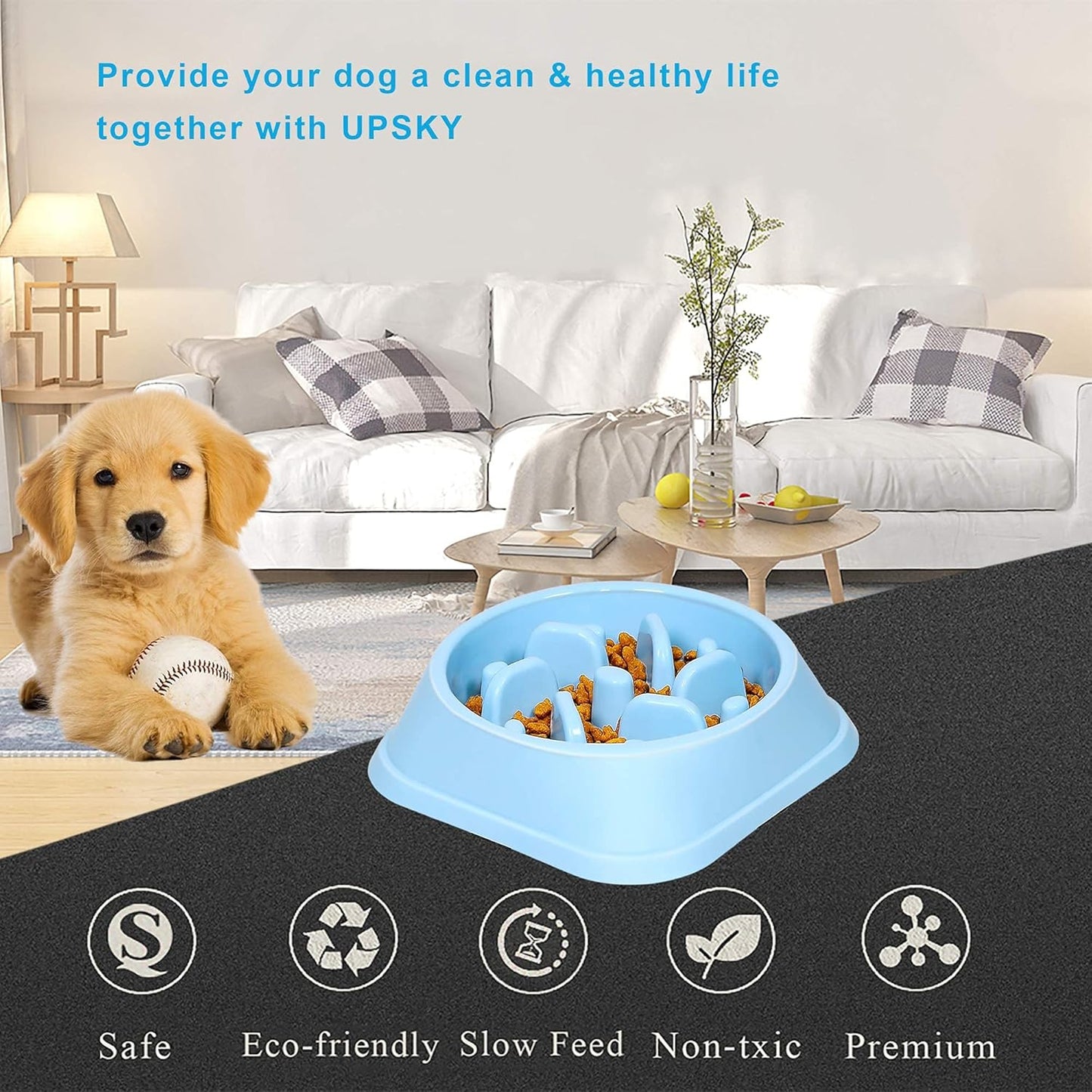 UPSKY Slow Feeder Small Dog Bowl - Anti-Slip Puzzle Bowl Feeder, Interactive Bloat Stop, Anti-Choking (12-70 lbs)