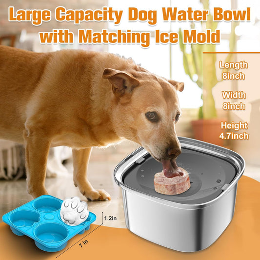 UPSKY Dog Treat Ice Molds & 3L No Spill Water Bowl, Reusable Frozen Treat Tray with Large Feeder
