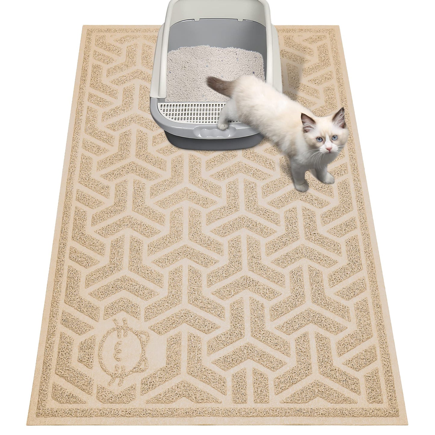 UPSKY Cat Litter Mat, XL Litter Trapping Mat Soft on Kitty Paws, Large Litter Box Mat 35" x 47" Scatter Control for Indoor Cats Waterproof and Extra Large Pretty Litters Carpet