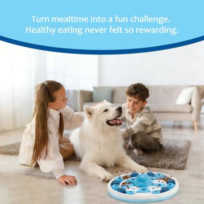 Decflow Interactive Food Dispensing Easy to Clean Puzzle Toy for Dogs & Cats with BB Rattle, Blue