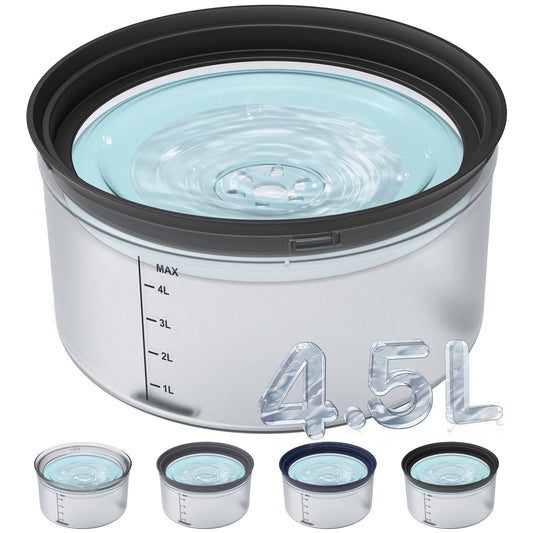 Decflow 1.2 Gallon (about 1.2 liters) Dog Water Bowl, Non-Spill, 4.5 Liter Large Capacity Spill-Proof Dog Bowl with Transparent Floating Tray, Splash-Proof, Slow Drinking Dog Bowl for Messy Drinkers (Transparent)