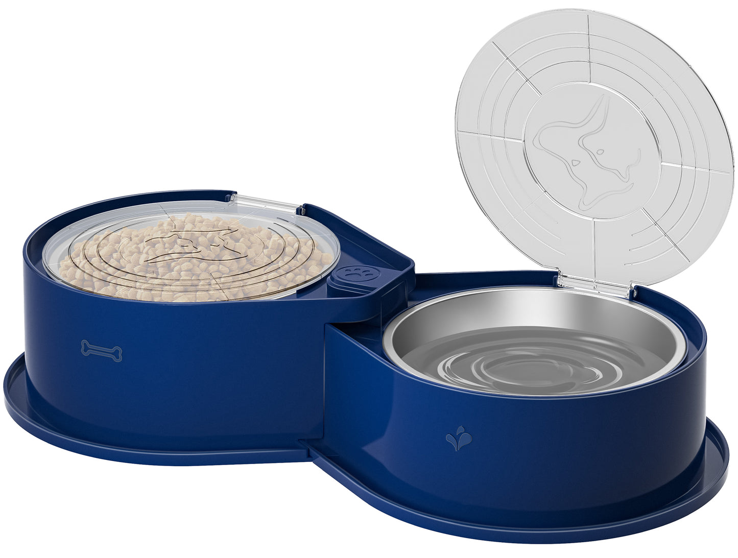 Stainless Steel Dog Bowl Set with Lid, 304 Metal Double Food and Water Bowls for Dogs and Cats, Collapsible Pet Feeder with Lid, Keeps Food Fresh, Non-Slip Dog Dish, Suitable for Small/Medium/Large Pets