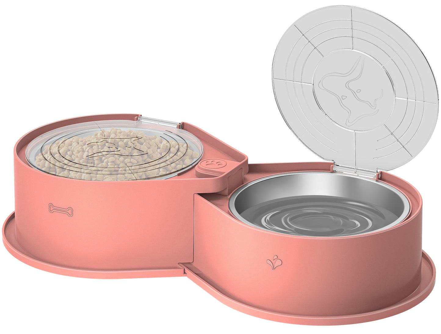 Stainless Steel Dog Bowl Set with Lid, 304 Metal Double Food and Water Bowls for Dogs and Cats, Collapsible Pet Feeder with Lid, Keeps Food Fresh, Non-Slip Dog Dish, Suitable for Small/Medium/Large Pets