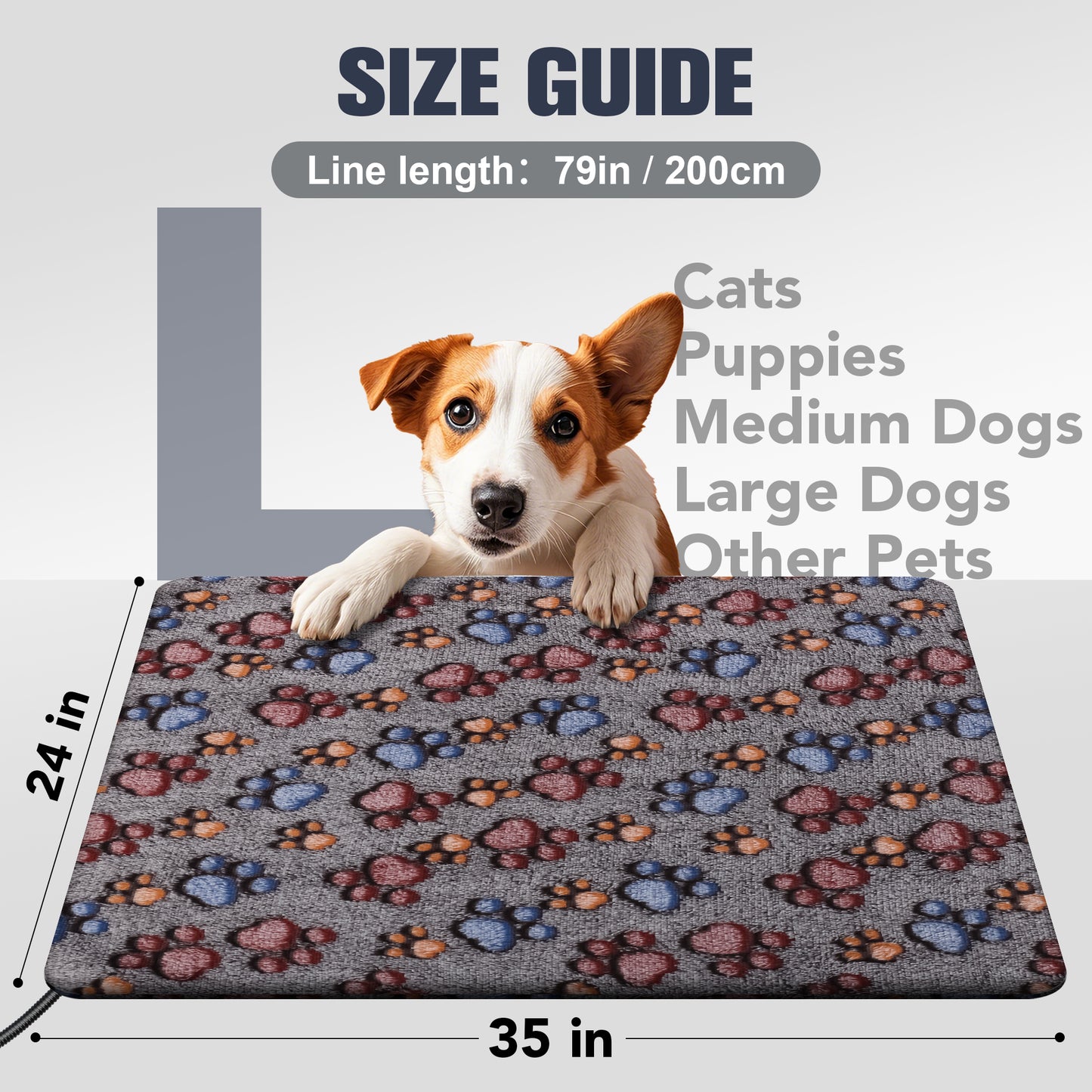Large Cat Heating Pad Waterproof Pet Heating Pad Suitable for Outdoor Cats and Dogs Adjustable Temperature Cat Heating Mat with Timer Indoor Heated Cat Bed with Chew-Resistant Cord