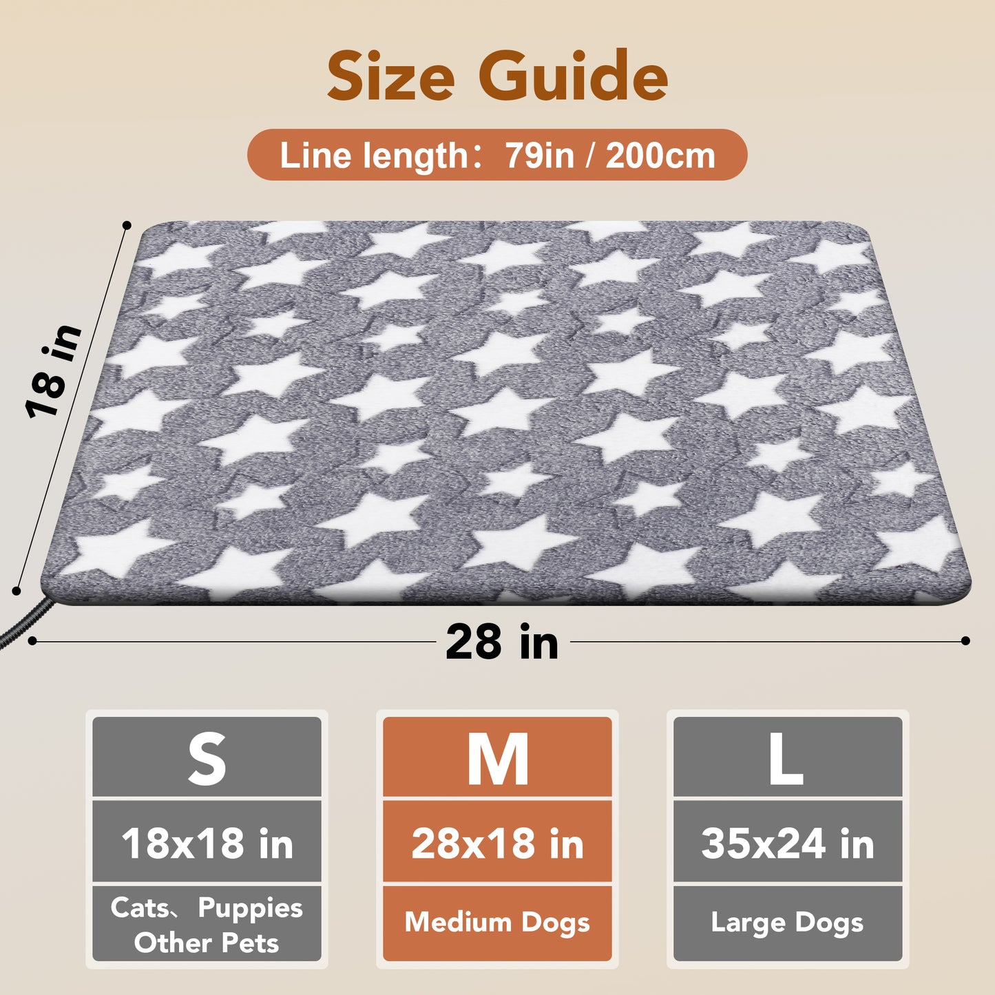 Decflow Waterproof Indoor 11 Adjustable Temperature with Timer Dog & Cat Heating Pad with Chew Resistant Cord Star, Grey
