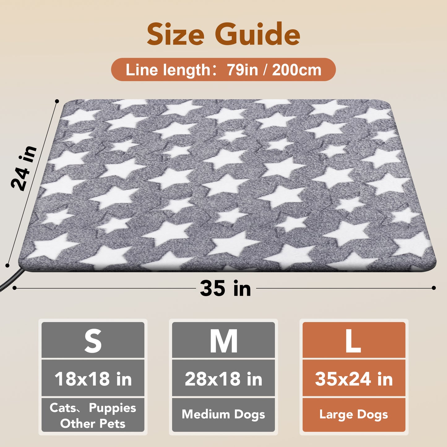 Decflow Waterproof Indoor 11 Adjustable Temperature with Timer Dog & Cat Heating Pad with Chew Resistant Cord Star, Grey