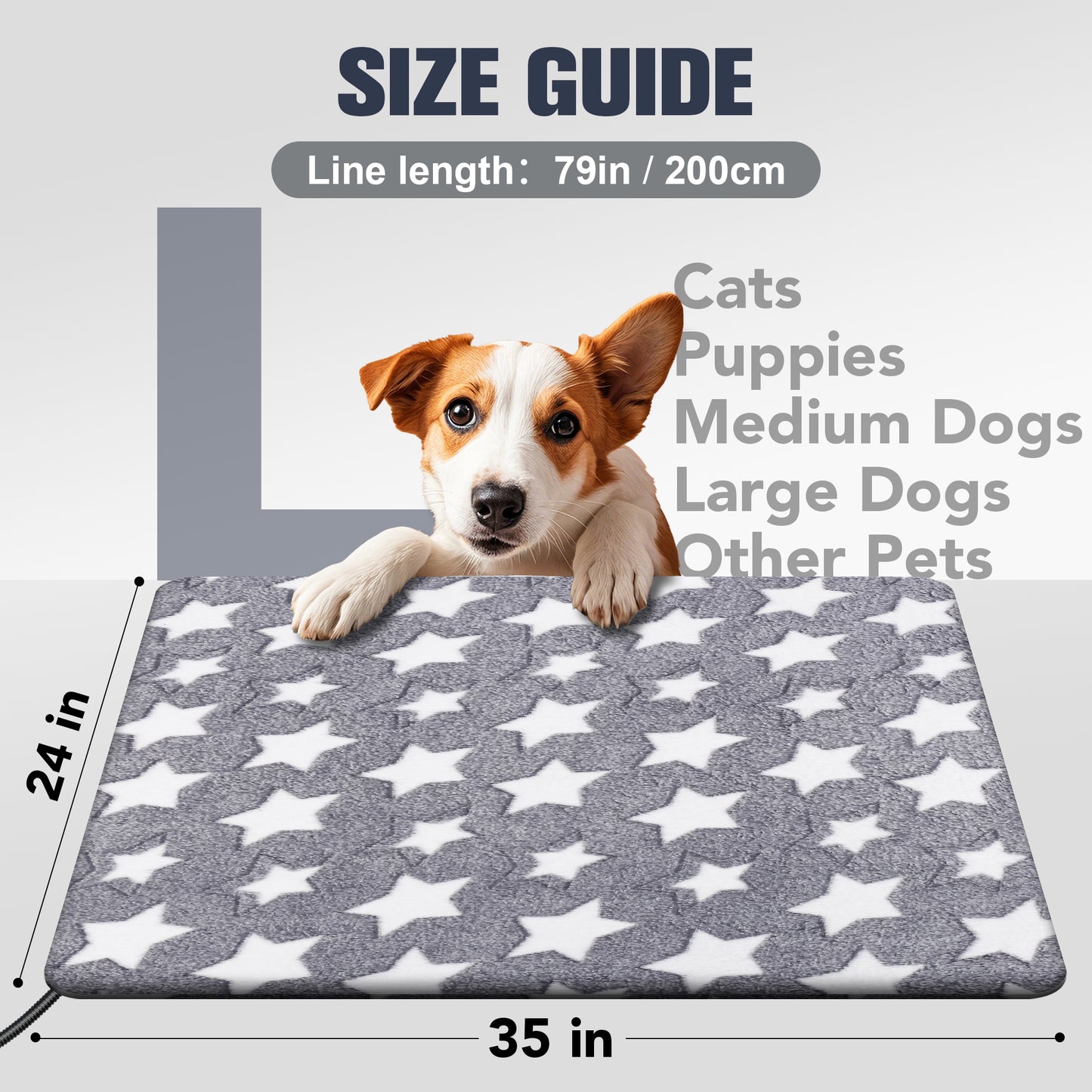 Large Cat Heating Pad Waterproof Pet Heating Pad Suitable for Outdoor Cats and Dogs Adjustable Temperature Cat Heating Mat with Timer Indoor Heated Cat Bed with Chew-Resistant Cord