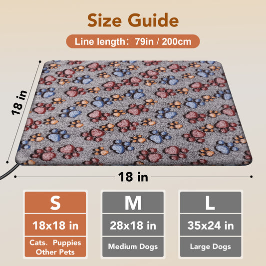 Large Cat Heating Pad Waterproof Pet Heating Pad Suitable for Outdoor Cats and Dogs Adjustable Temperature Cat Heating Mat with Timer Indoor Heated Cat Bed with Chew-Resistant Cord