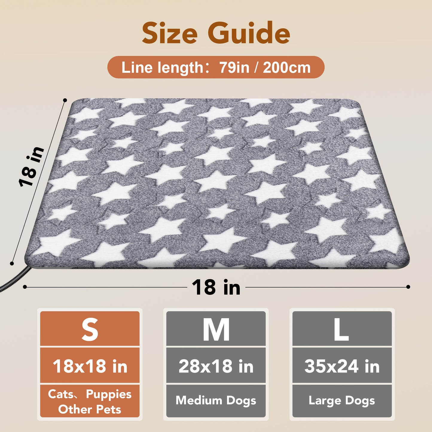 Decflow Waterproof Indoor 11 Adjustable Temperature with Timer Dog & Cat Heating Pad with Chew Resistant Cord Star, Grey