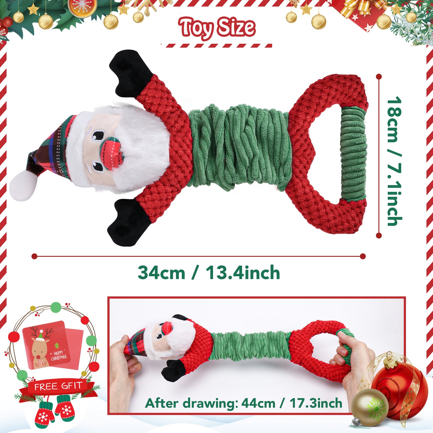 Newget Christmas Dog Toys, Plush Squeaky Interactive Toy for Puppy Teething | Interactive Squeaker Toys, Dog Cute Gifts, Dog Toy Set, Reduces Boredom, For Small Medium Dogs, Indoor and Outdoor Play