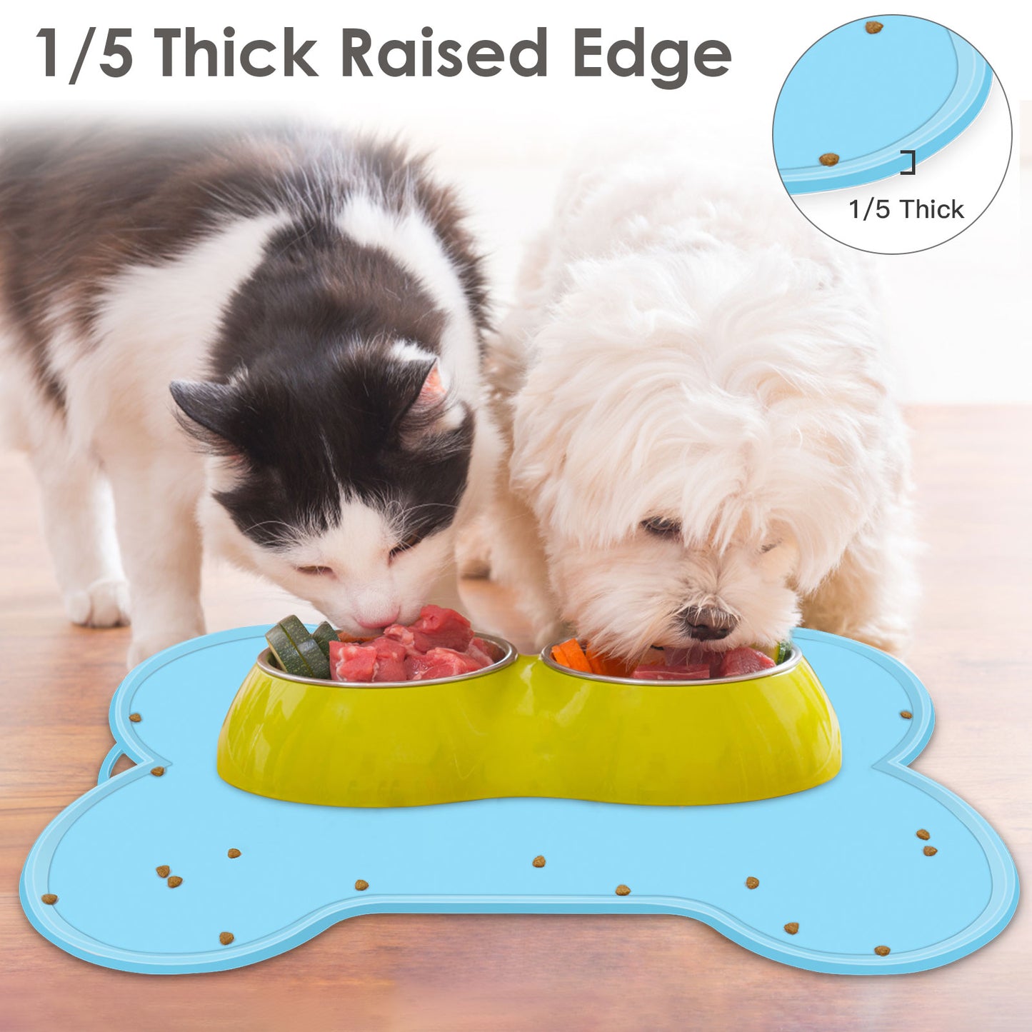UPSKY Non-Slip, Waterproof Silicone Bone-Shaped Dog & Cat Placemat, Large: 22 x 16-in
