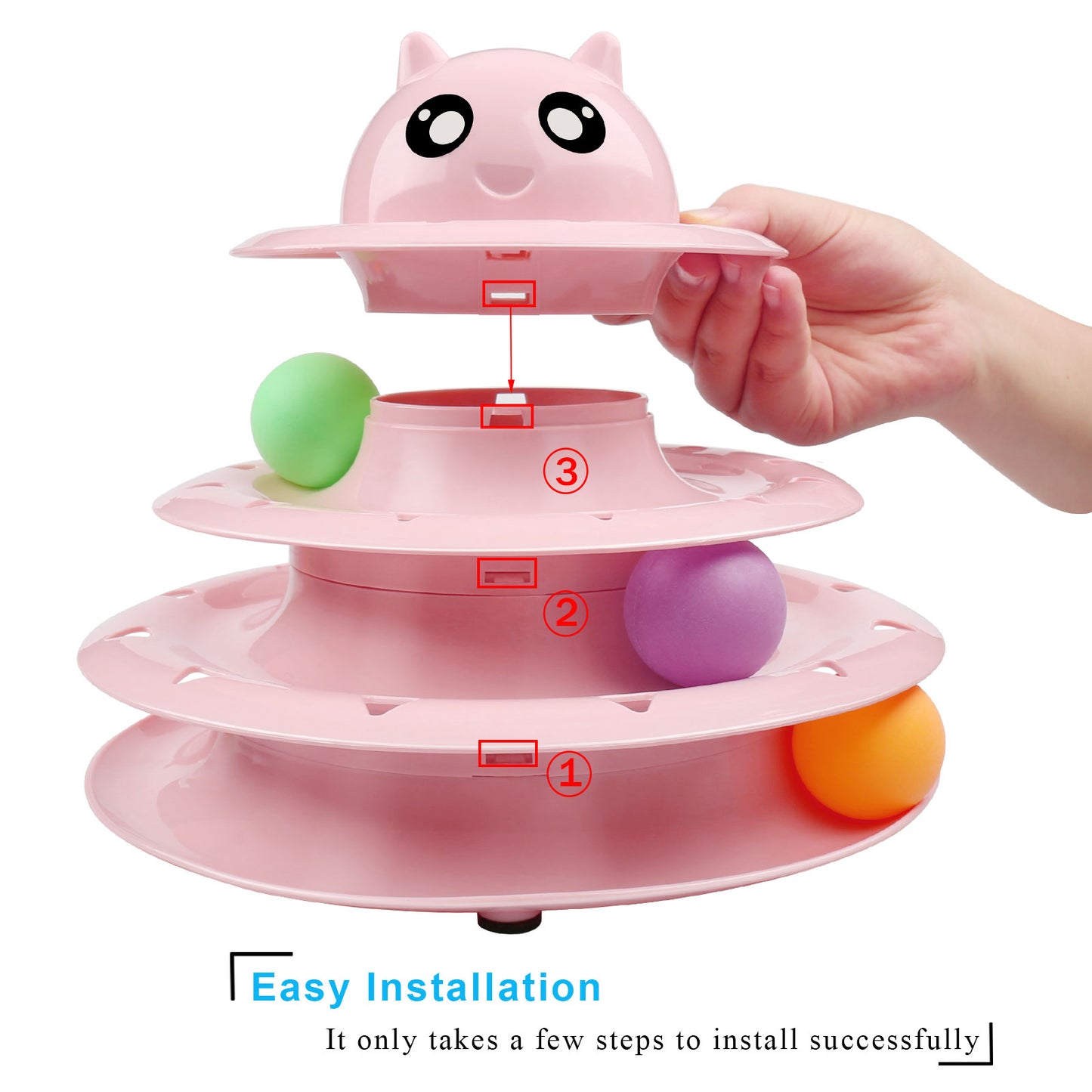 UPSKY Cat Toy Roller 3-Level Turntable Cat Toys Balls with Six Colorful Balls Interactive Kitten Fun Mental Physical Exercise Puzzle Kitten Toys