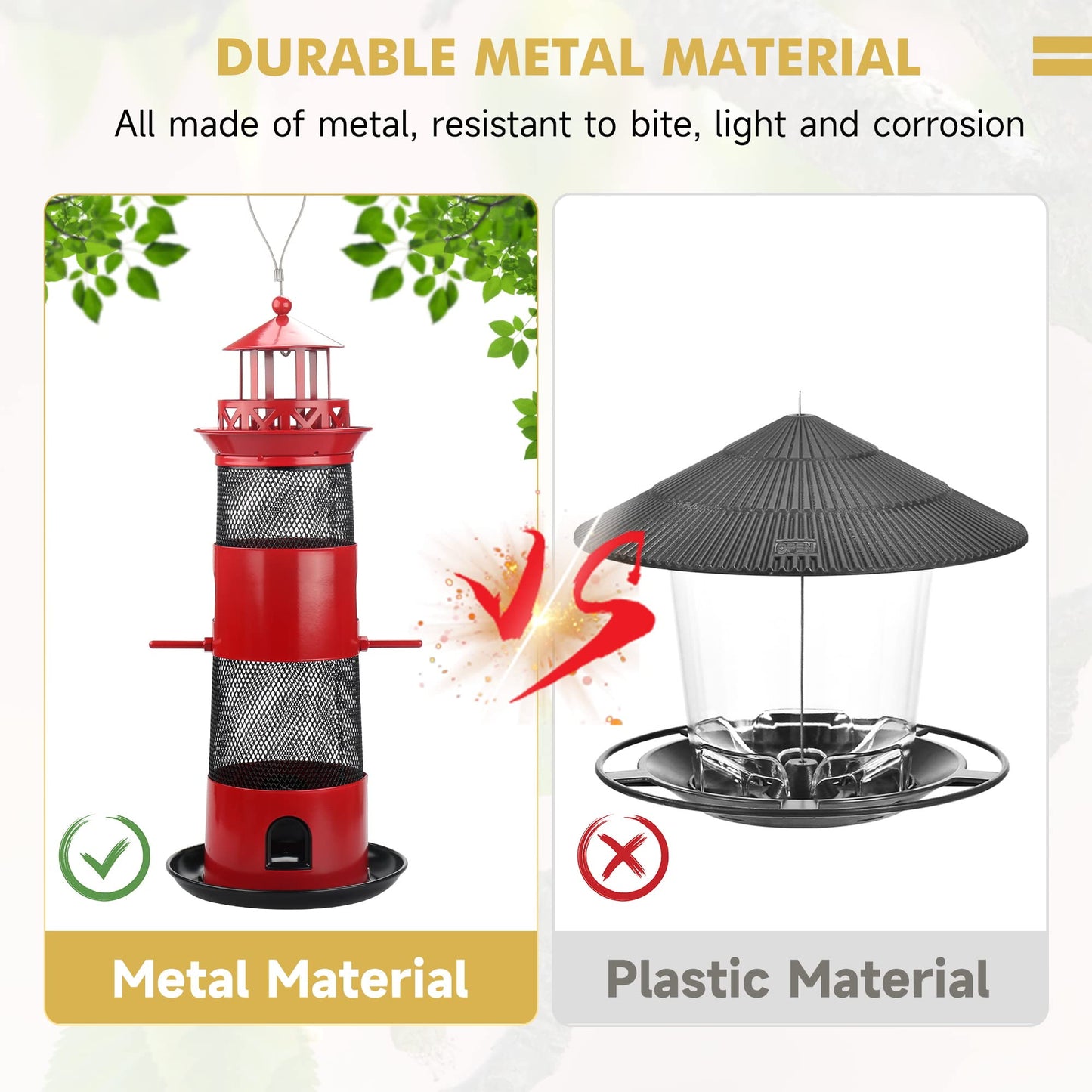 Decflow Outdoor Hanging Durable Metal Tube Wild Bird Feeder, Black