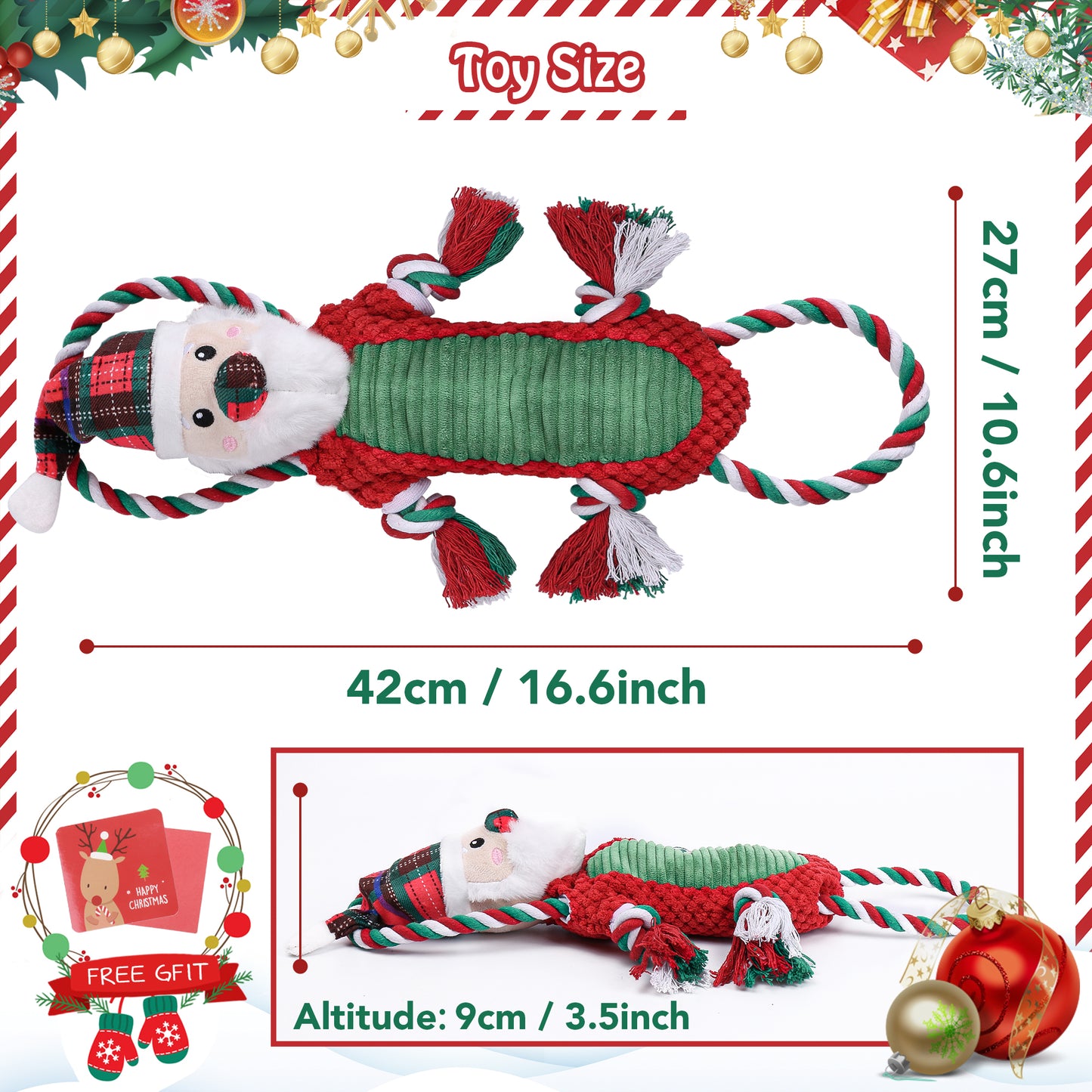 Newget Christmas Dog Toys, Plush Squeaky Interactive Toy for Puppy Teething | Interactive Squeaker Toys, Dog Cute Gifts, Dog Toy Set, Reduces Boredom, For Small Medium Dogs, Indoor and Outdoor Play