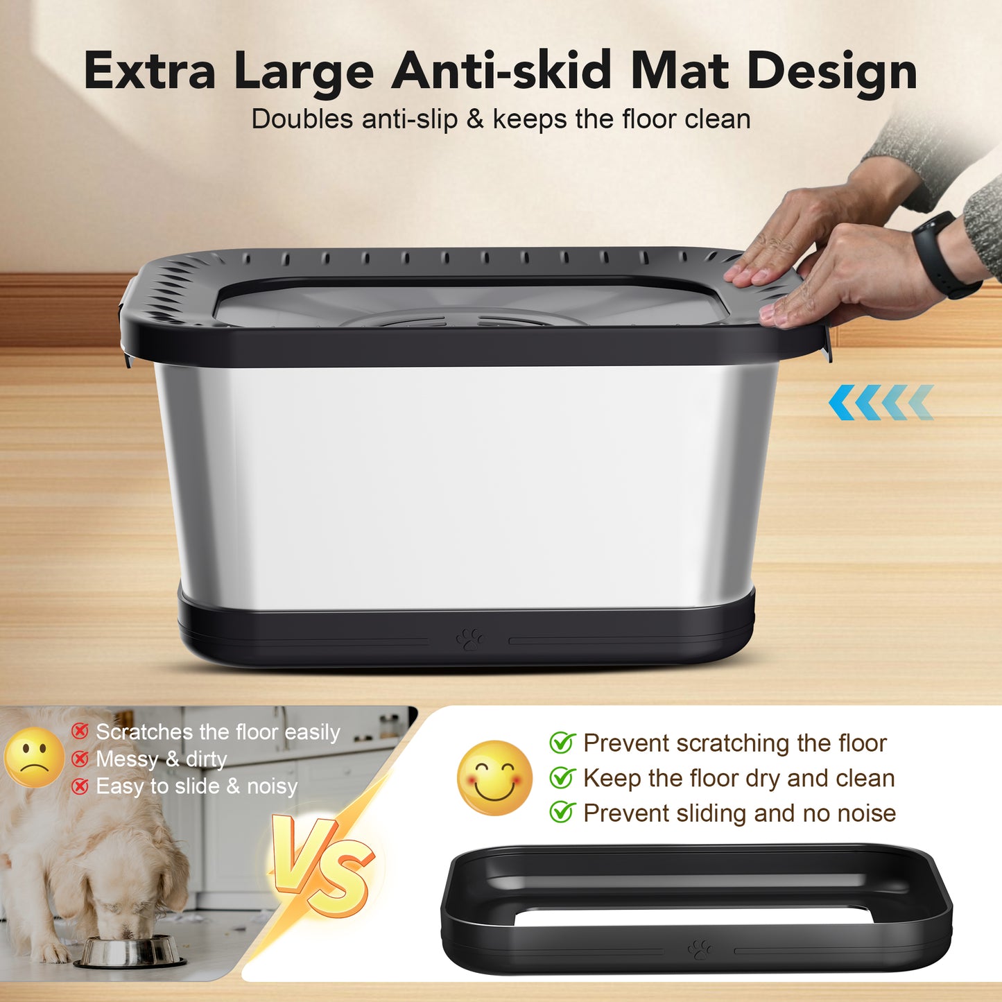 Decflow 7L Stainless Steel Dog Water Bowl, Non-Spill, Splash-Proof Dog Bowl with Non-Slip Mat, Anti-Spill Slow Feeder, Suitable for Messy Drinks, Heavy-Duty Pet Bowl for Indoor/Outdoor Use