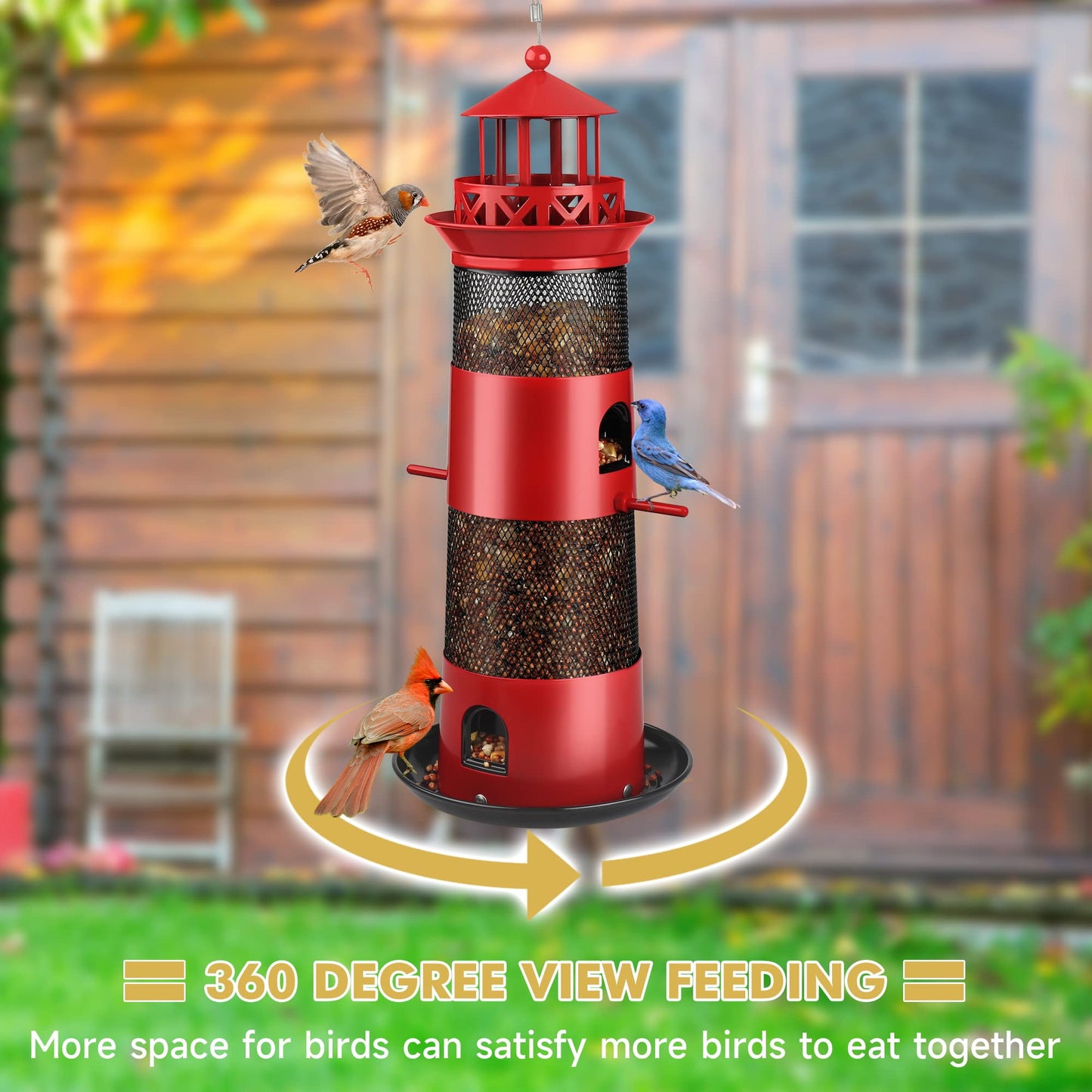 Decflow Outdoor Hanging Durable Metal Tube Wild Bird Feeder, Black