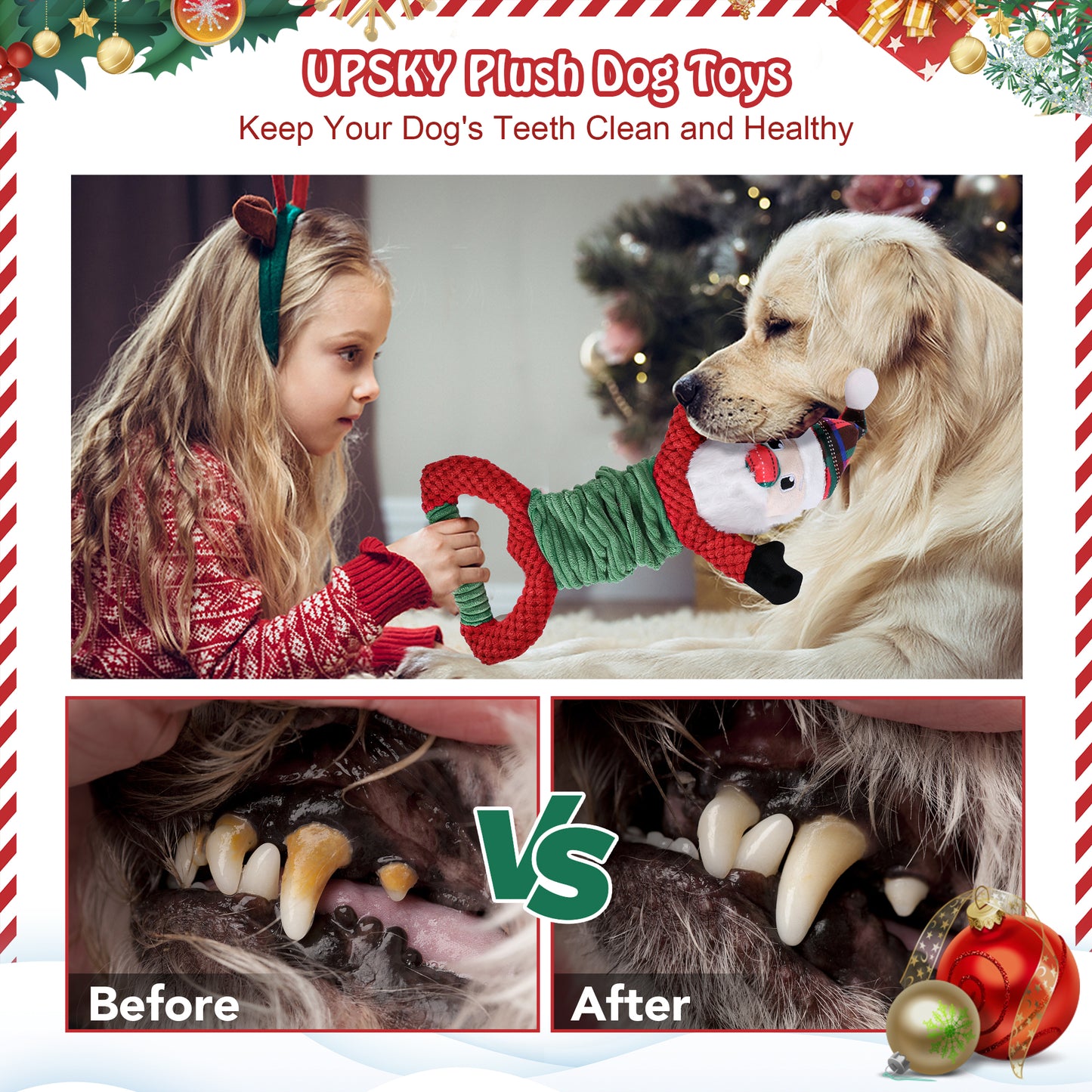 Newget Christmas Dog Toys, Plush Squeaky Interactive Toy for Puppy Teething | Interactive Squeaker Toys, Dog Cute Gifts, Dog Toy Set, Reduces Boredom, For Small Medium Dogs, Indoor and Outdoor Play