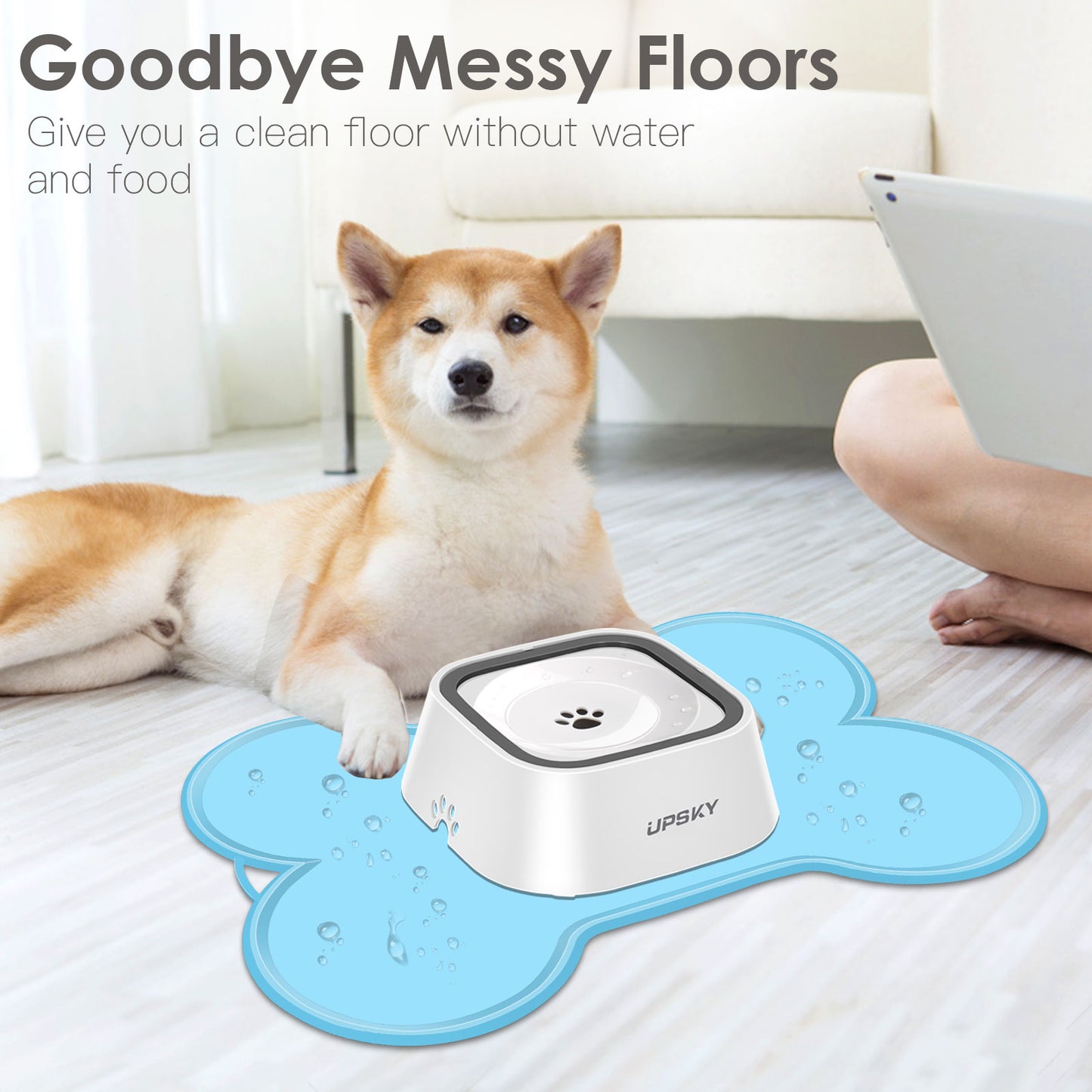 UPSKY Non-Slip, Waterproof Silicone Bone-Shaped Dog & Cat Placemat, Large: 22 x 16-in