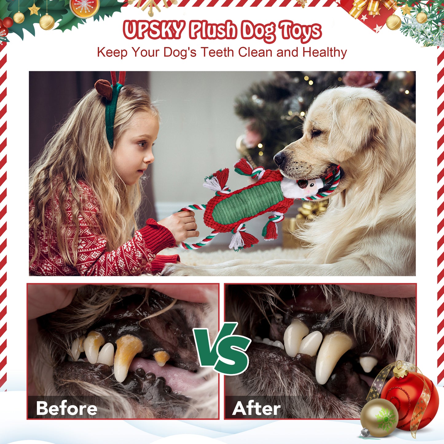 Newget Christmas Dog Toys, Plush Squeaky Interactive Toy for Puppy Teething | Interactive Squeaker Toys, Dog Cute Gifts, Dog Toy Set, Reduces Boredom, For Small Medium Dogs, Indoor and Outdoor Play