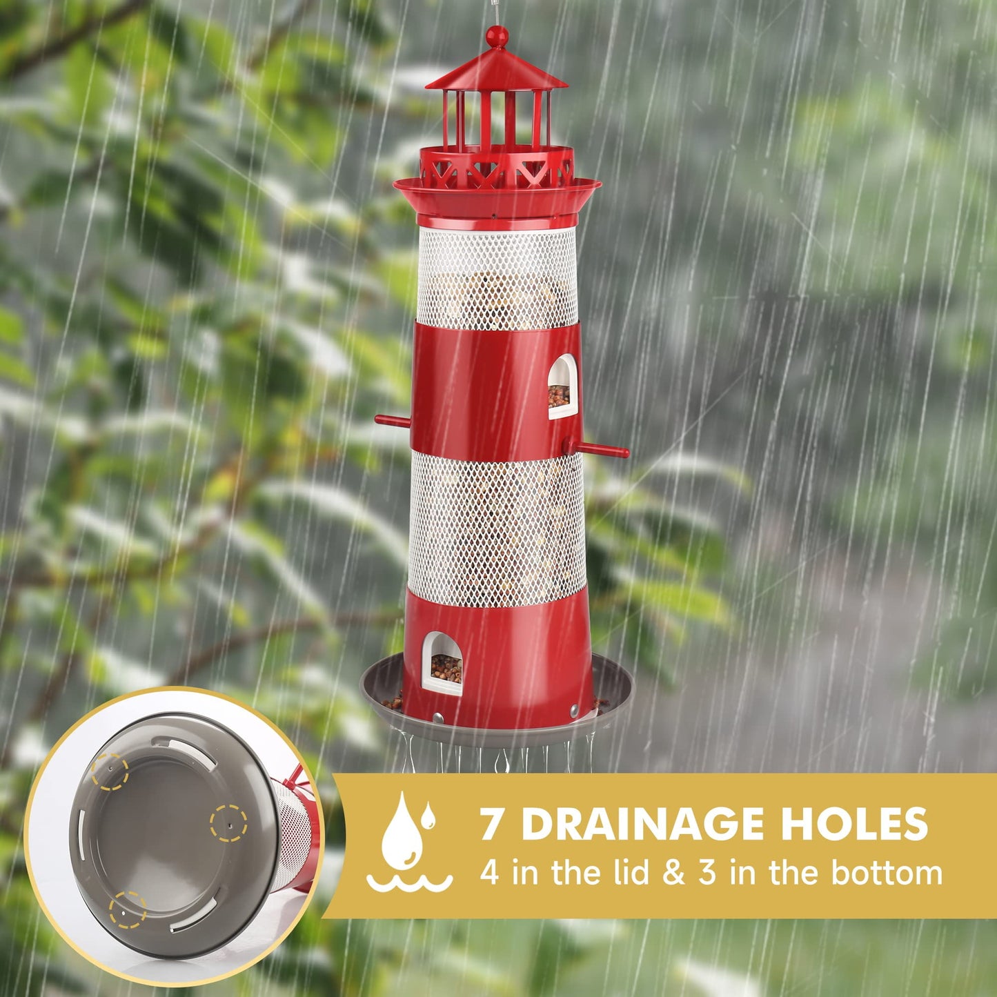 Decflow Outdoor Hanging Durable Metal Tube Wild Bird Feeder, White