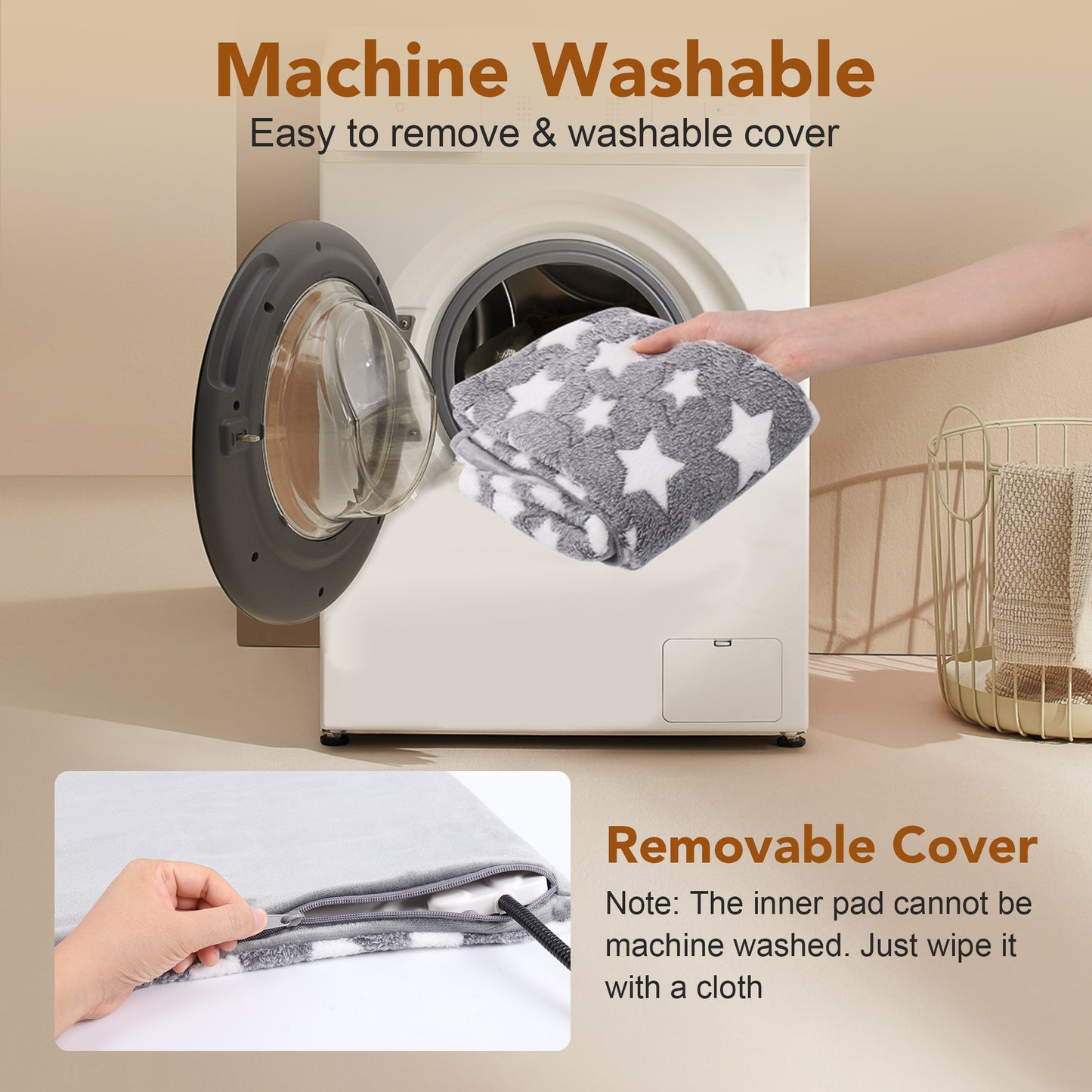 Decflow Waterproof Indoor 11 Adjustable Temperature with Timer Dog & Cat Heating Pad with Chew Resistant Cord Star, Grey