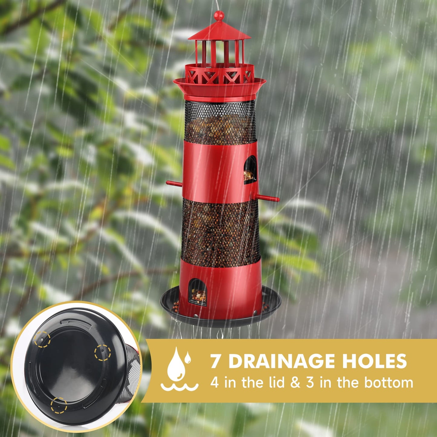 Decflow Outdoor Hanging Durable Metal Tube Wild Bird Feeder, Black
