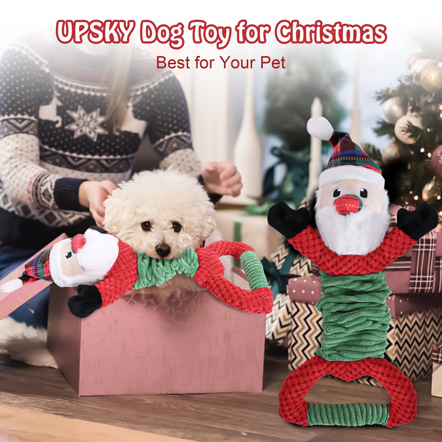 Newget Christmas Dog Toys, Plush Squeaky Interactive Toy for Puppy Teething | Interactive Squeaker Toys, Dog Cute Gifts, Dog Toy Set, Reduces Boredom, For Small Medium Dogs, Indoor and Outdoor Play