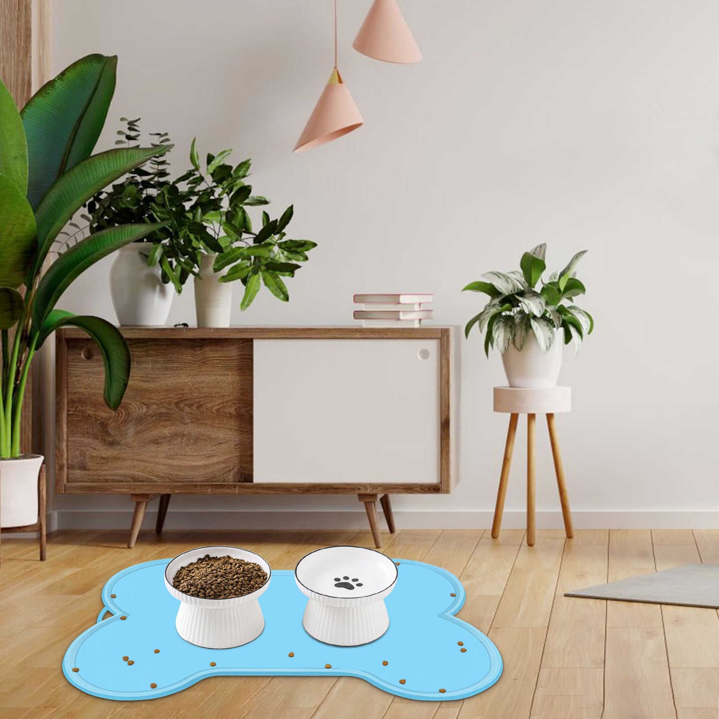 UPSKY Non-Slip, Waterproof Silicone Bone-Shaped Dog & Cat Placemat, Large: 22 x 16-in