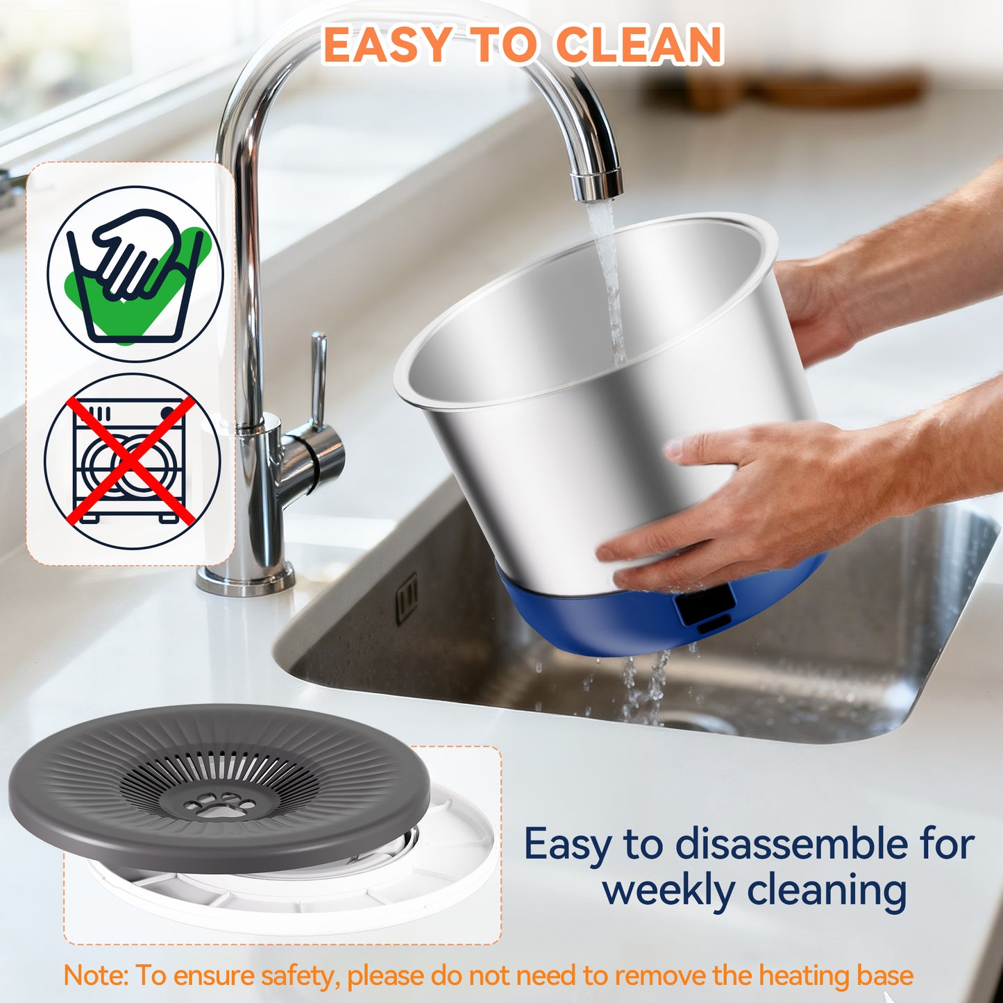 3.5L Heated Water Bowl, Stainless Steel Heated Dog Bowl with Digital Display and Adjustable Temperature, Heated Slow Drinking Feeder Provides Warm Water for Outdoor Dogs