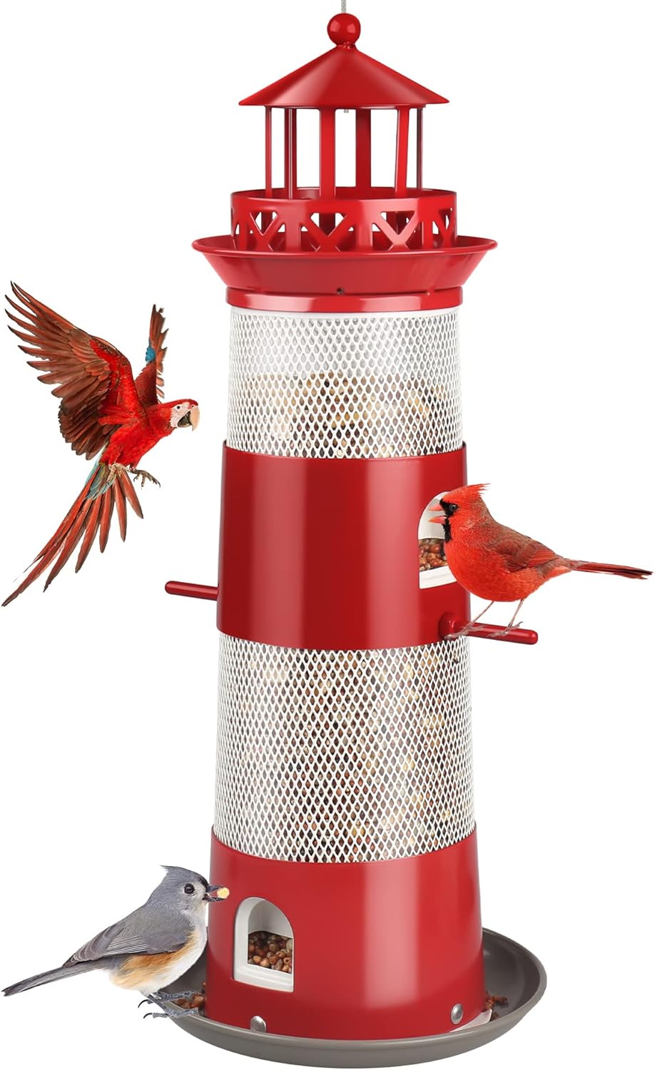 Decflow Outdoor Hanging Durable Metal Tube Wild Bird Feeder, White