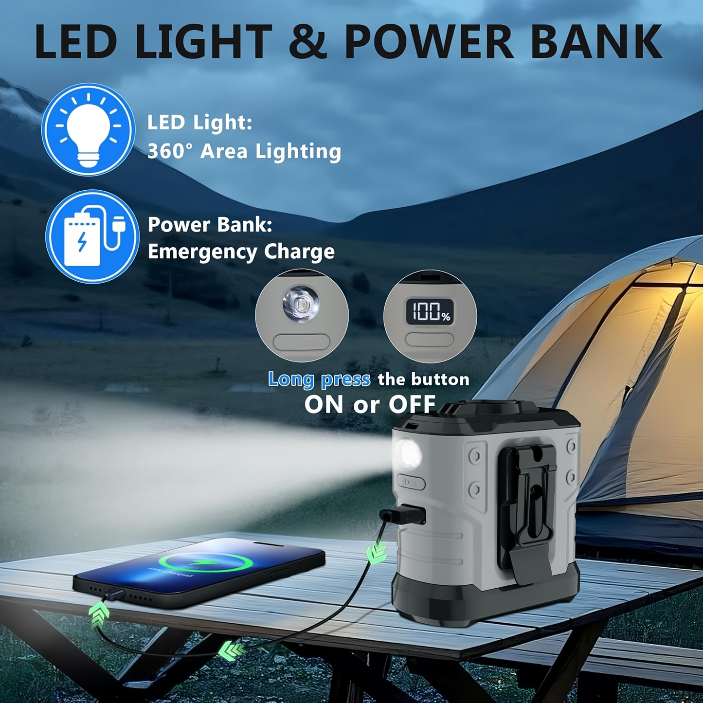 Portable Waist Fan 10,000mAh, 5 Speeds 30H Runtime Waist Clip Fan | Rechargeable Belt Fan for Men, Hands-Free Neck Fan with Flashlight, Wearable Cooling for Travel, Outdoor, Camping, Jobsite