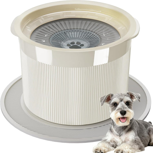 No Spill Ceramic Dog Water Bowl, Large Capacity Slow Drinking Bowl with Floating Disk & Filter, Heavy Duty Anti-Slip Bowl for Small to Medium Dogs, Cats & Multi-Pet Homes Indoor