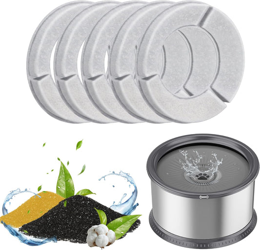 Twinsing 5PCS Replacement Filters for 4.5L/1.2Gal and 6.5L/1.6 Gal Dog Water Bowl