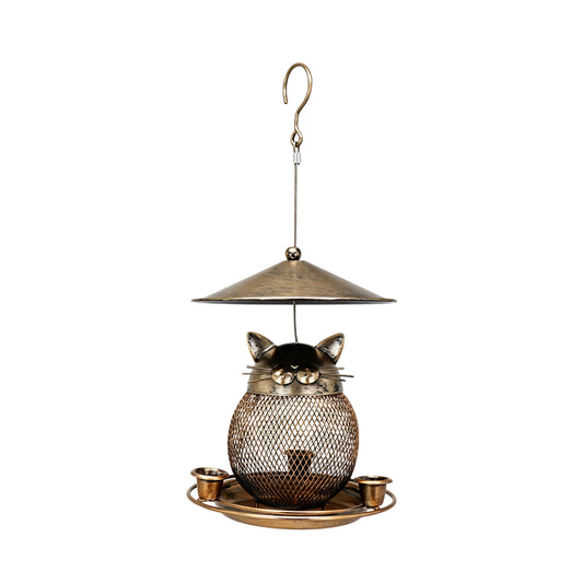 Twinsing Cat Shaped Hanging Outside Garden Yard Metal Bird Feeder, 8-cup
