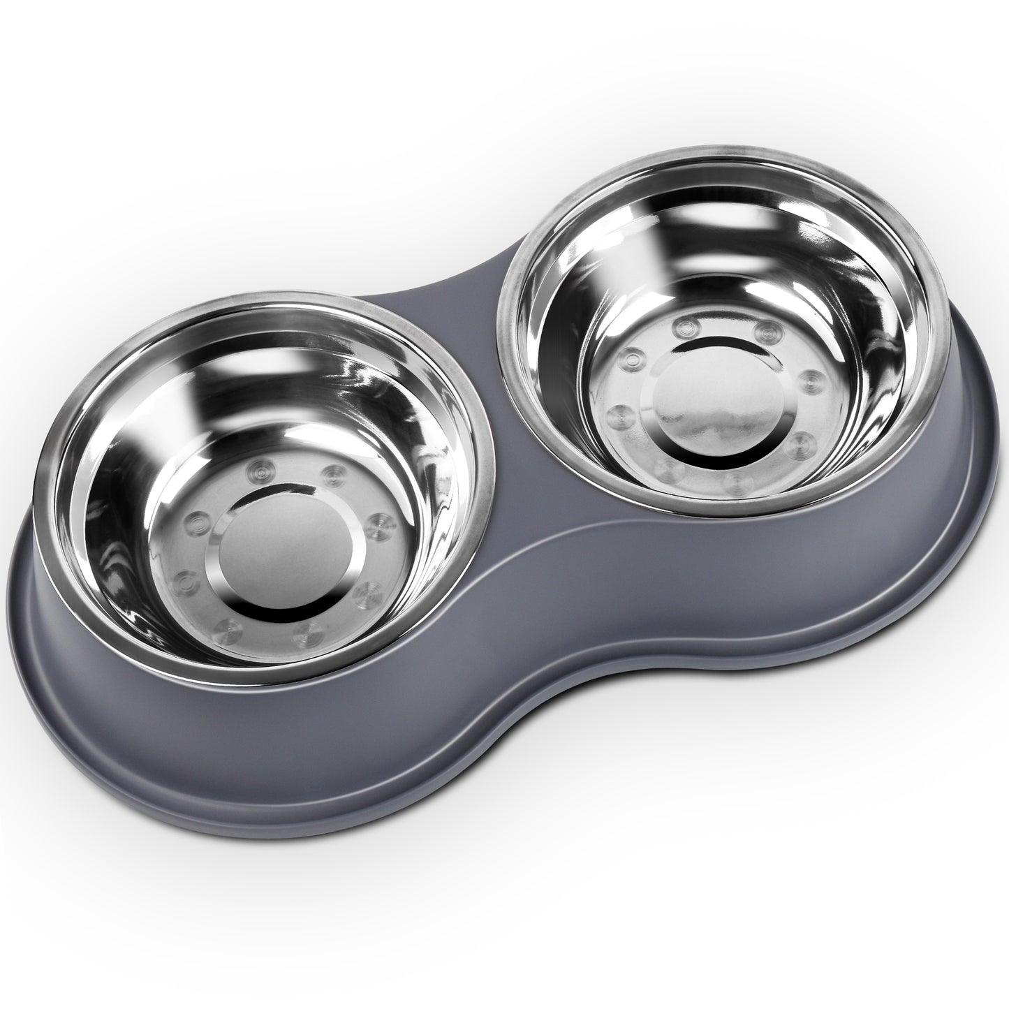 UPSKY Non-Slip Resin Station Skid-Proof Stainless Steel Dog & Cat Water & Food Bowls, Grey, 60-oz