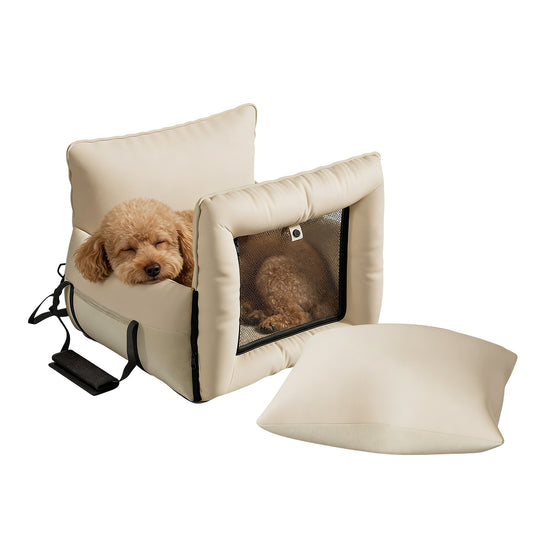 Twinsing Portable Dog & Cat Car Seat Carrier, Beige