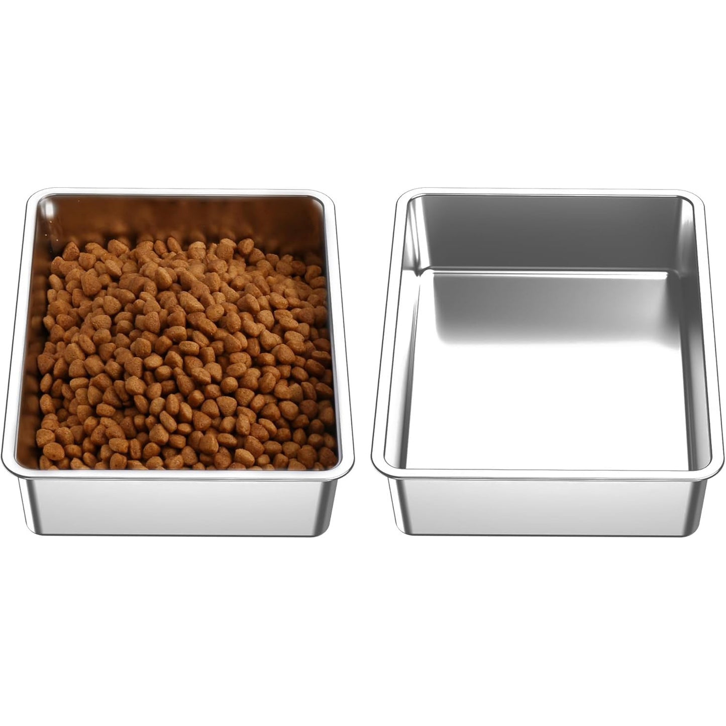 Generic 2Pcs Stainless Steel Dog Bowl, 50 Oz, 5 Cups, Modern, Silver, 9.1 x 6.8 x 4.3 Inches, Medium & Large Dogs